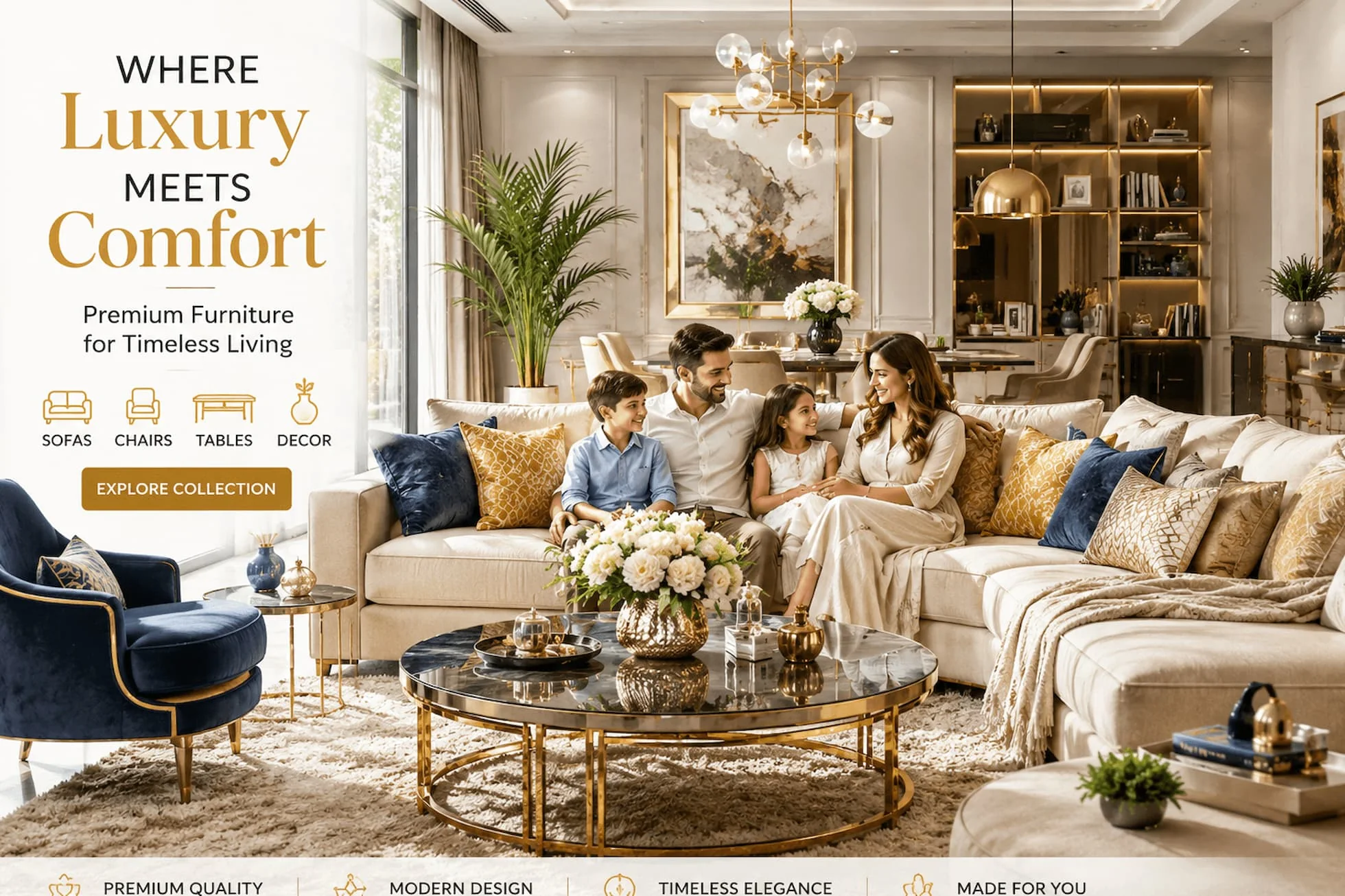 Premium living room furniture in a refined contemporary interior by Sargodeans Furniture
